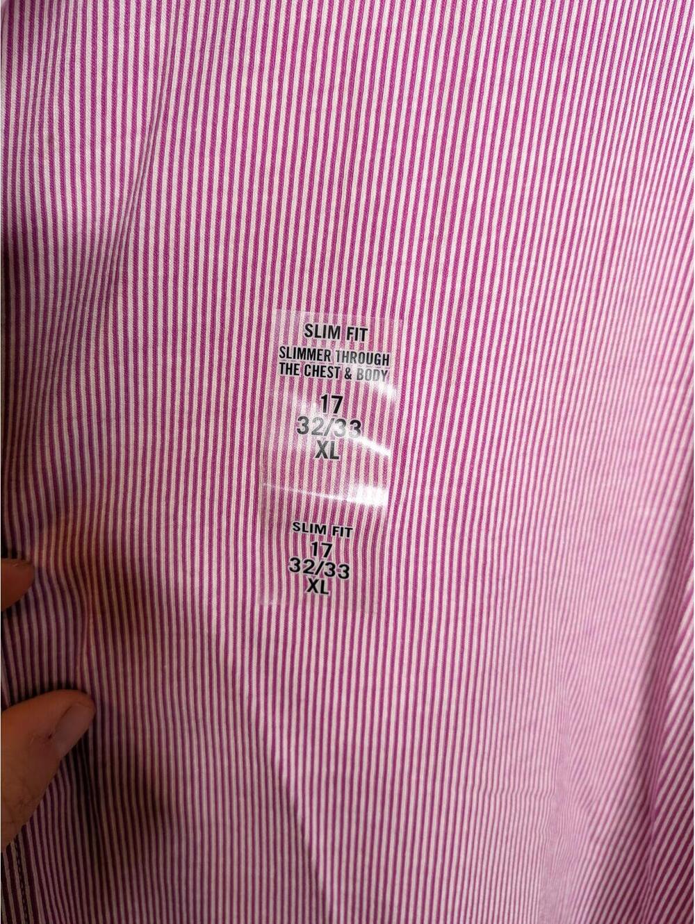 Michael Kors Men’s Slim Fit Dress Shirt XL 17 32/33 Berry Pink Stripe NWT - Picture 2 of 6